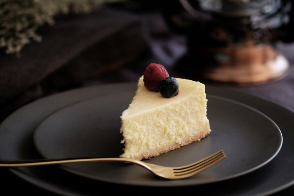 Air fryer cheesecake on plate